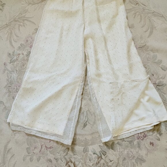 ESCANDAR SHEER SILK LINED IVORY FLORAL PRINT FLARE WIDE LEG PANTS SIZE: 2 - Picture 1 of 8